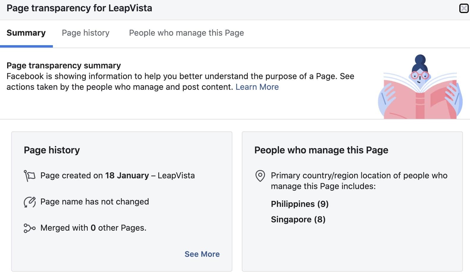 LeapVista page transparency