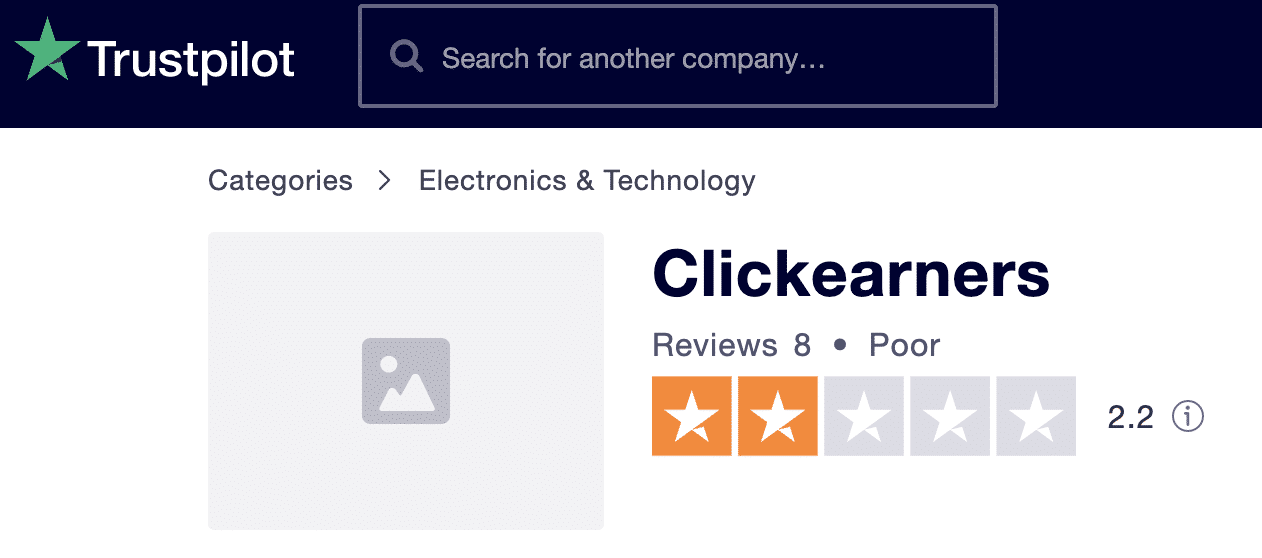 clickearners trustpilot rating