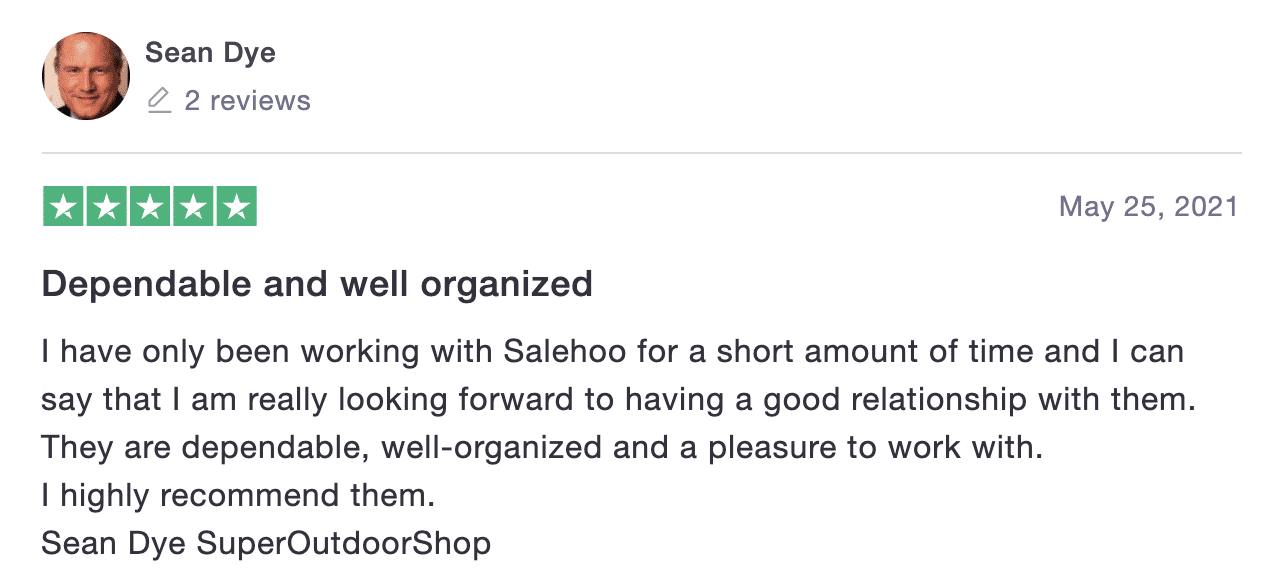 Positive SaleHoo review on Trustpilot