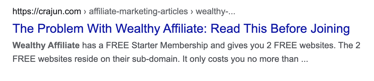 Craig's negative review on Wealthy Affiliate
