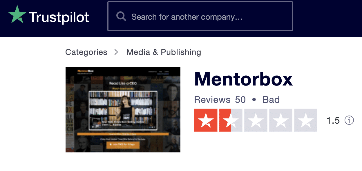 mentorbox trustpilot rating