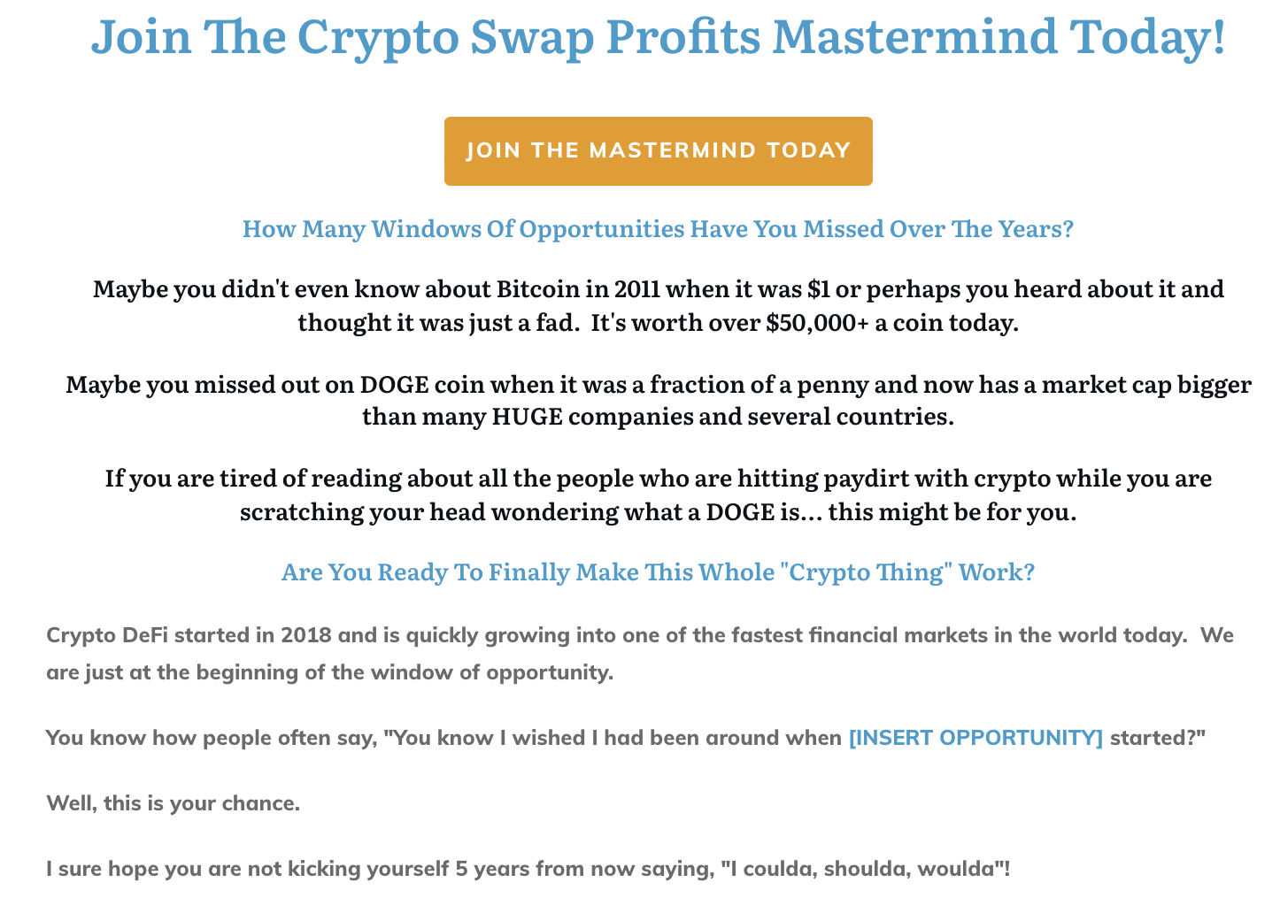 crypto swap profits mastermind review