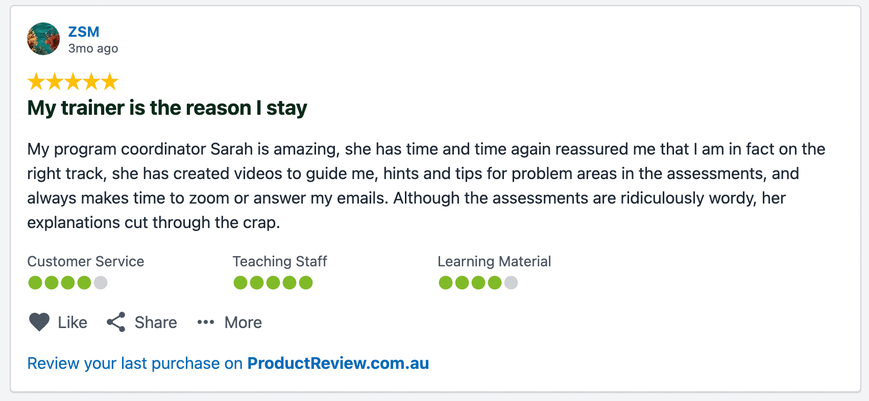 Upskilled positive review
