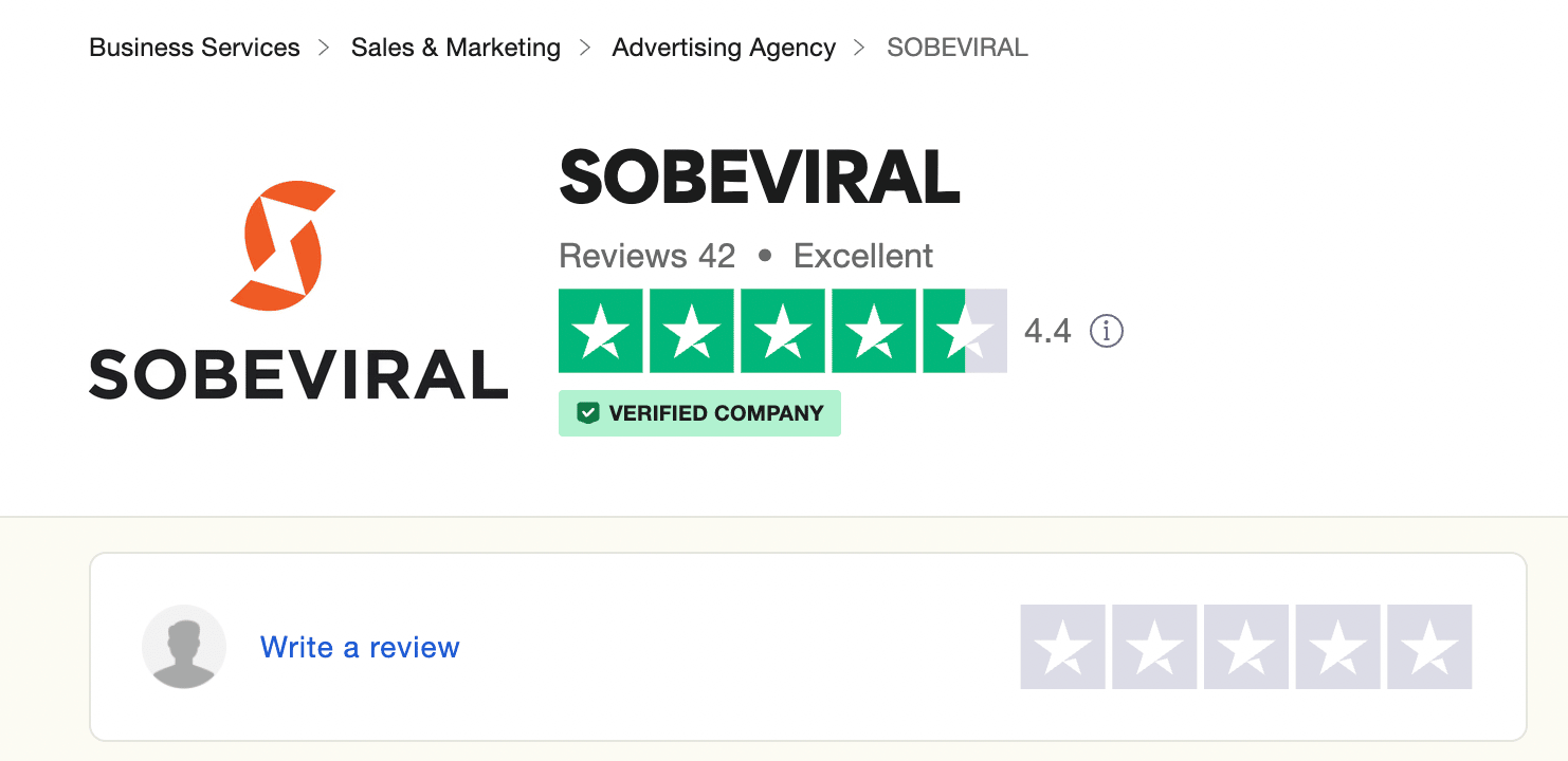SobeViral rating on Trustpilot