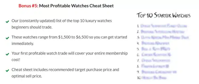 Bonus #5- Most Profitable Watches Cheat Sheet