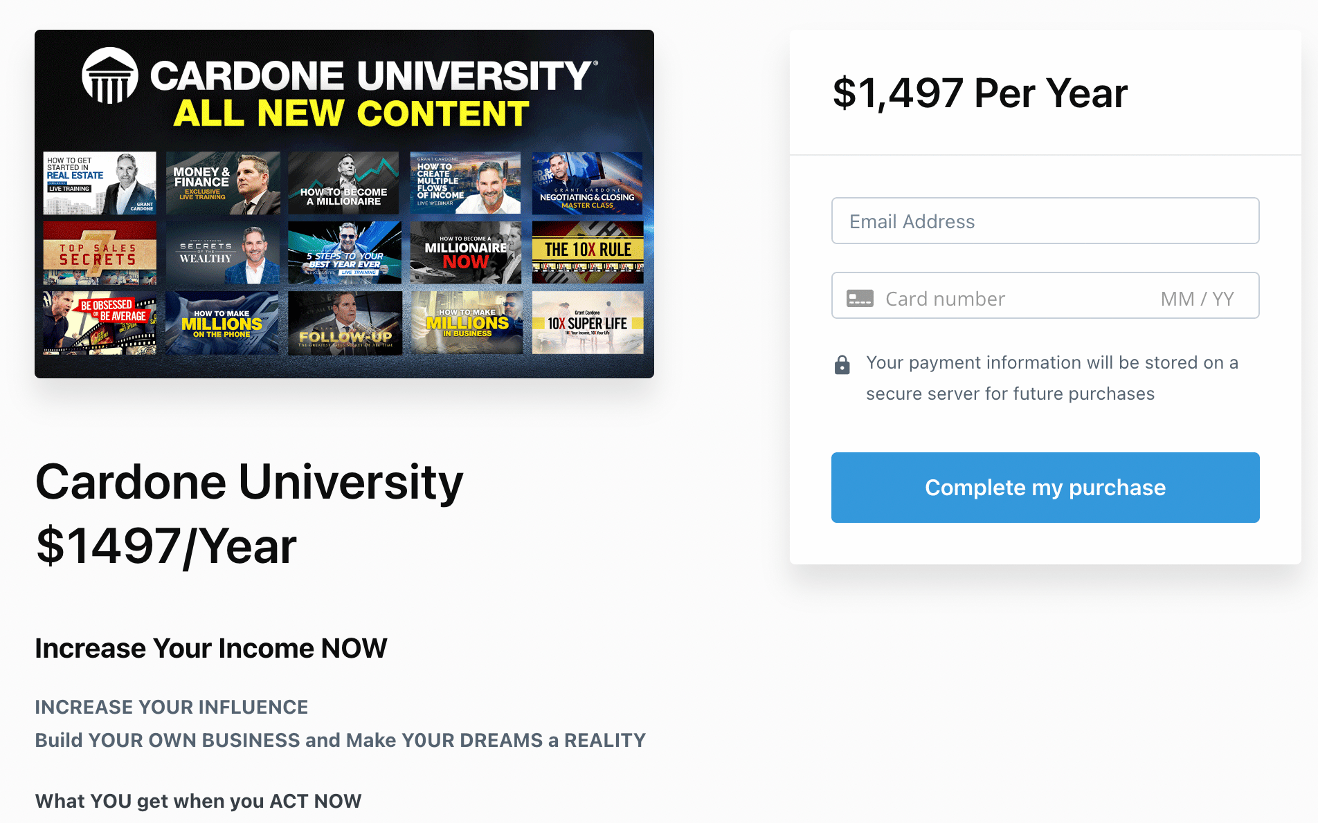 Grant Cardone University pricing