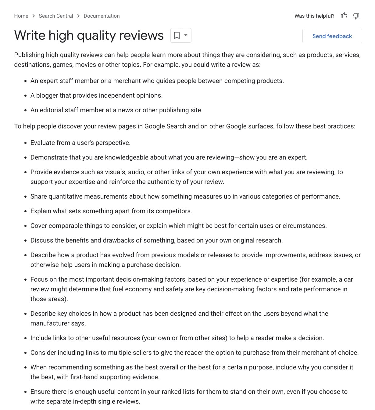 guidelines on product reviews