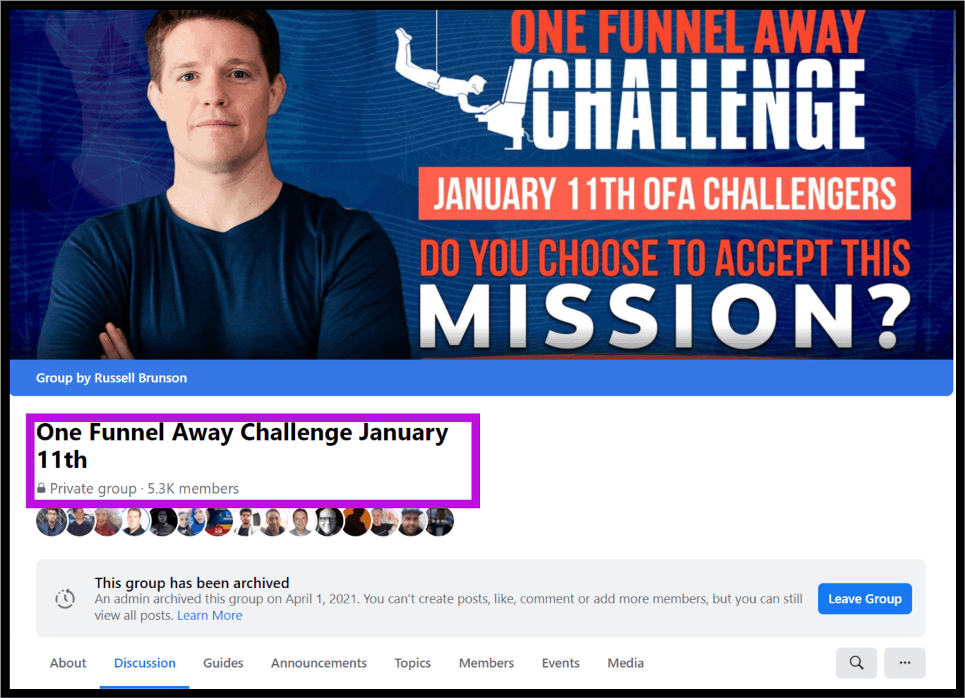 One Funnel Away Challenge Facebook Group