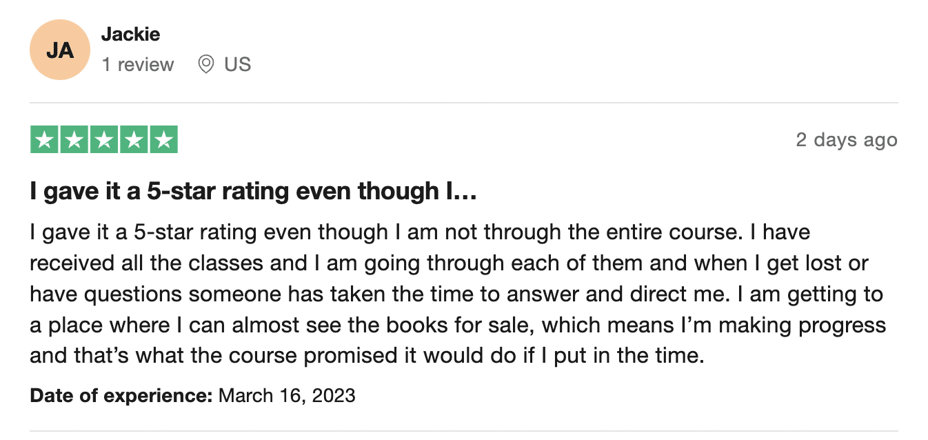 A 5 star rating on Publishing Life
