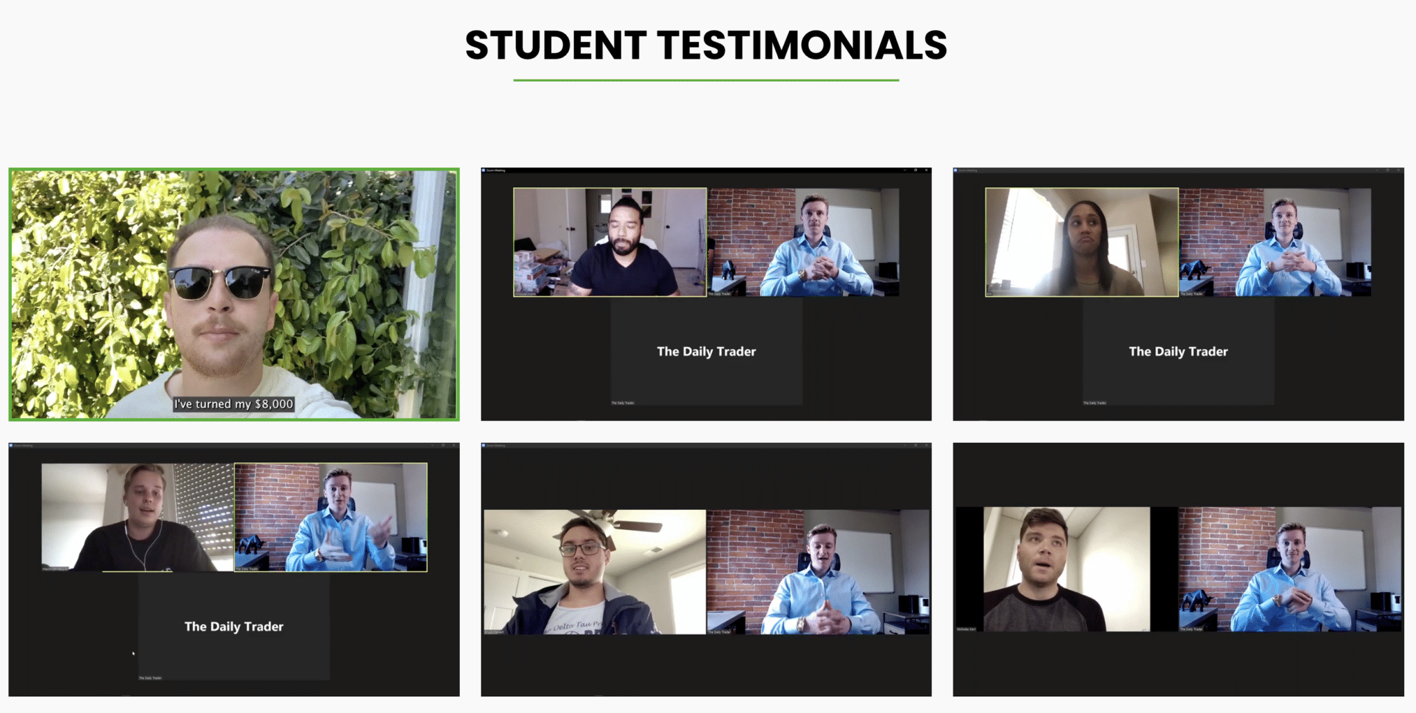 Student testimonials