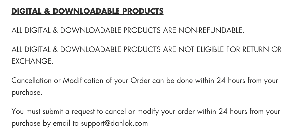 Dan Lok Shop Refund Policy