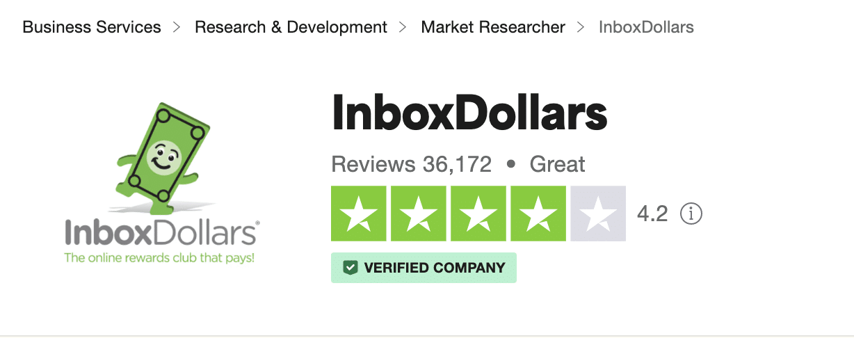 InboxDollars trustpilot rating