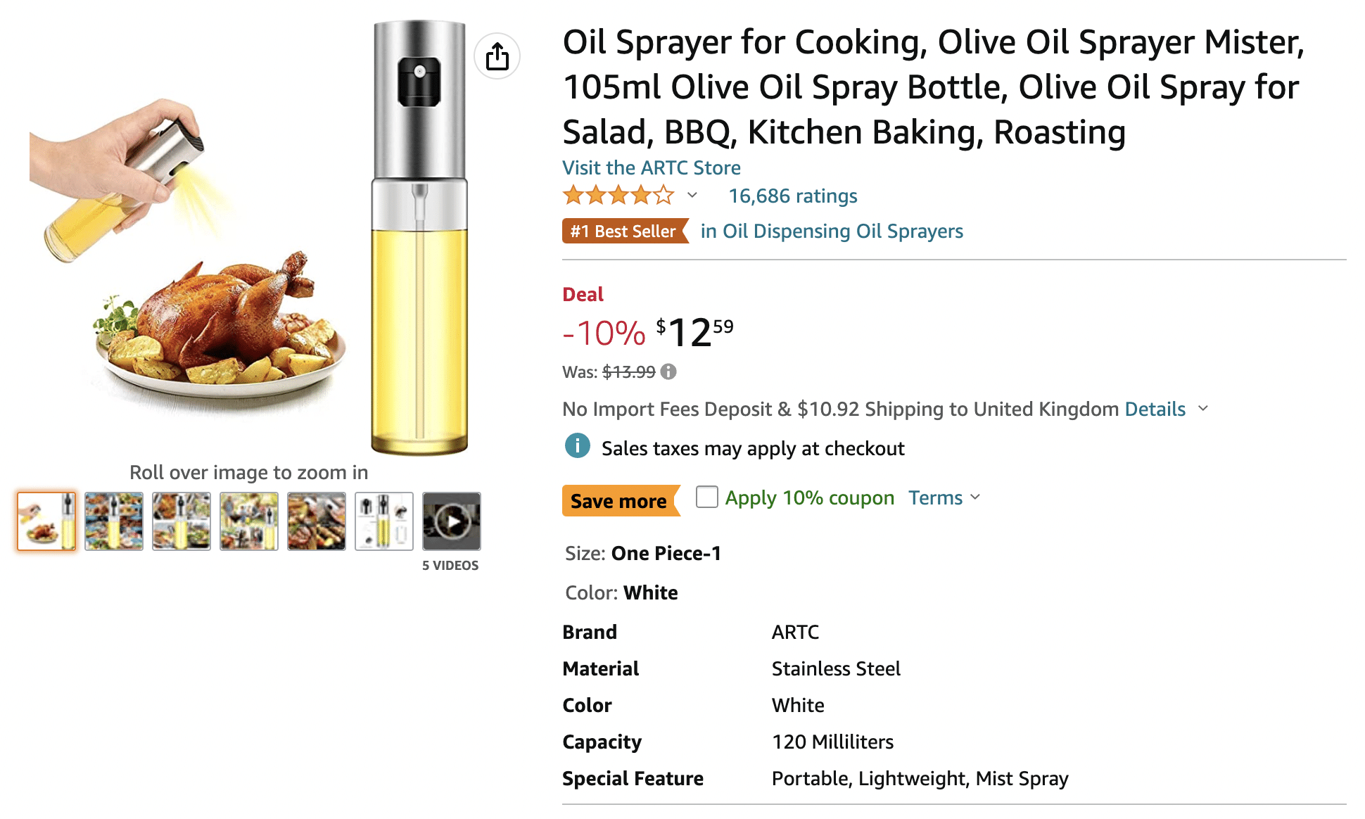 Oil Sprayer For Cooking