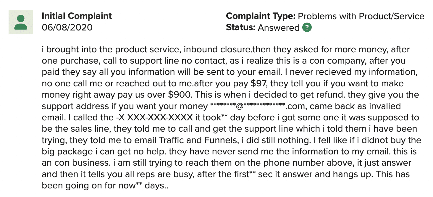 customer complaint