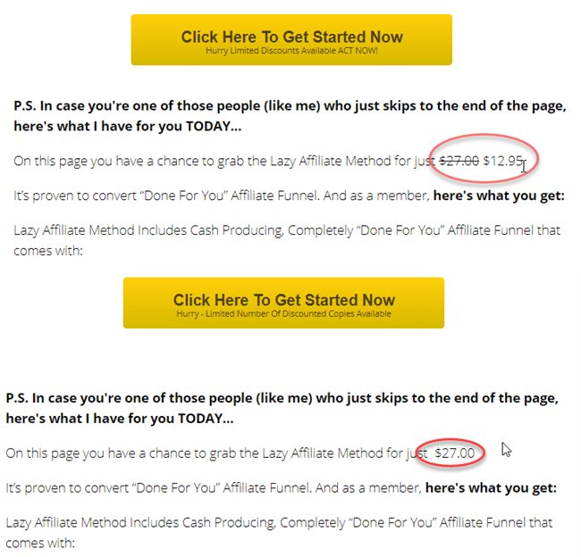 Lazy Affiliate Method pricing
