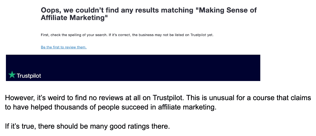 no trustpilot review