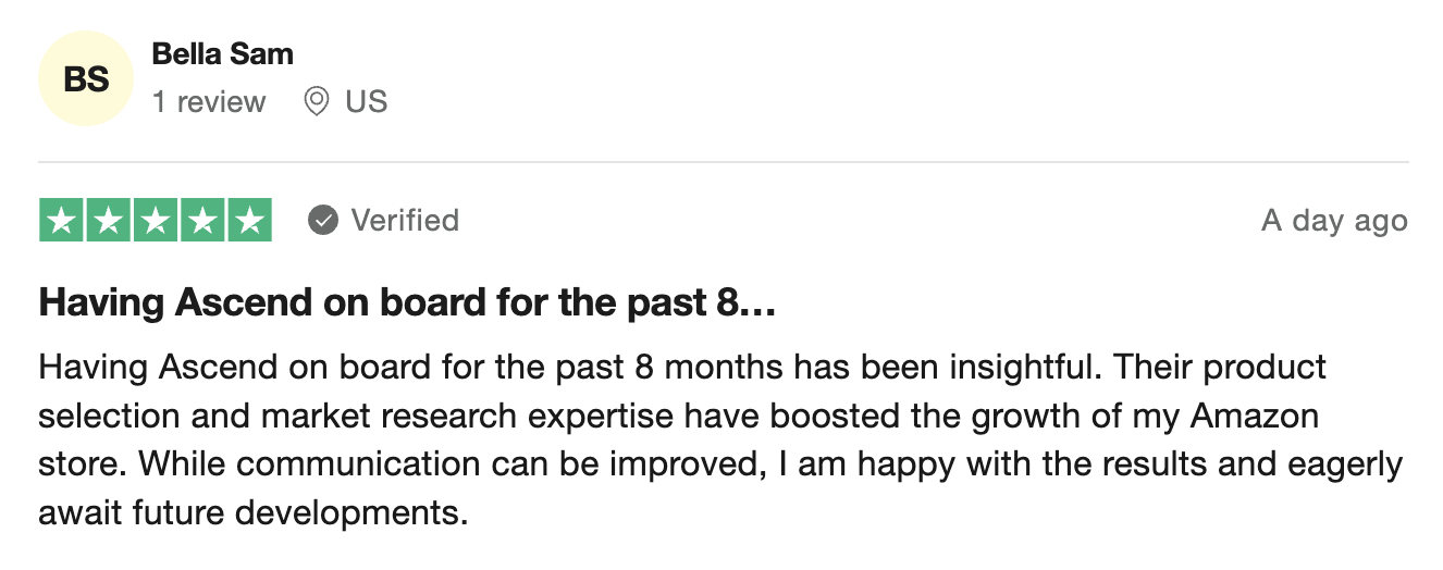 Ascend Ecom on trustpilot