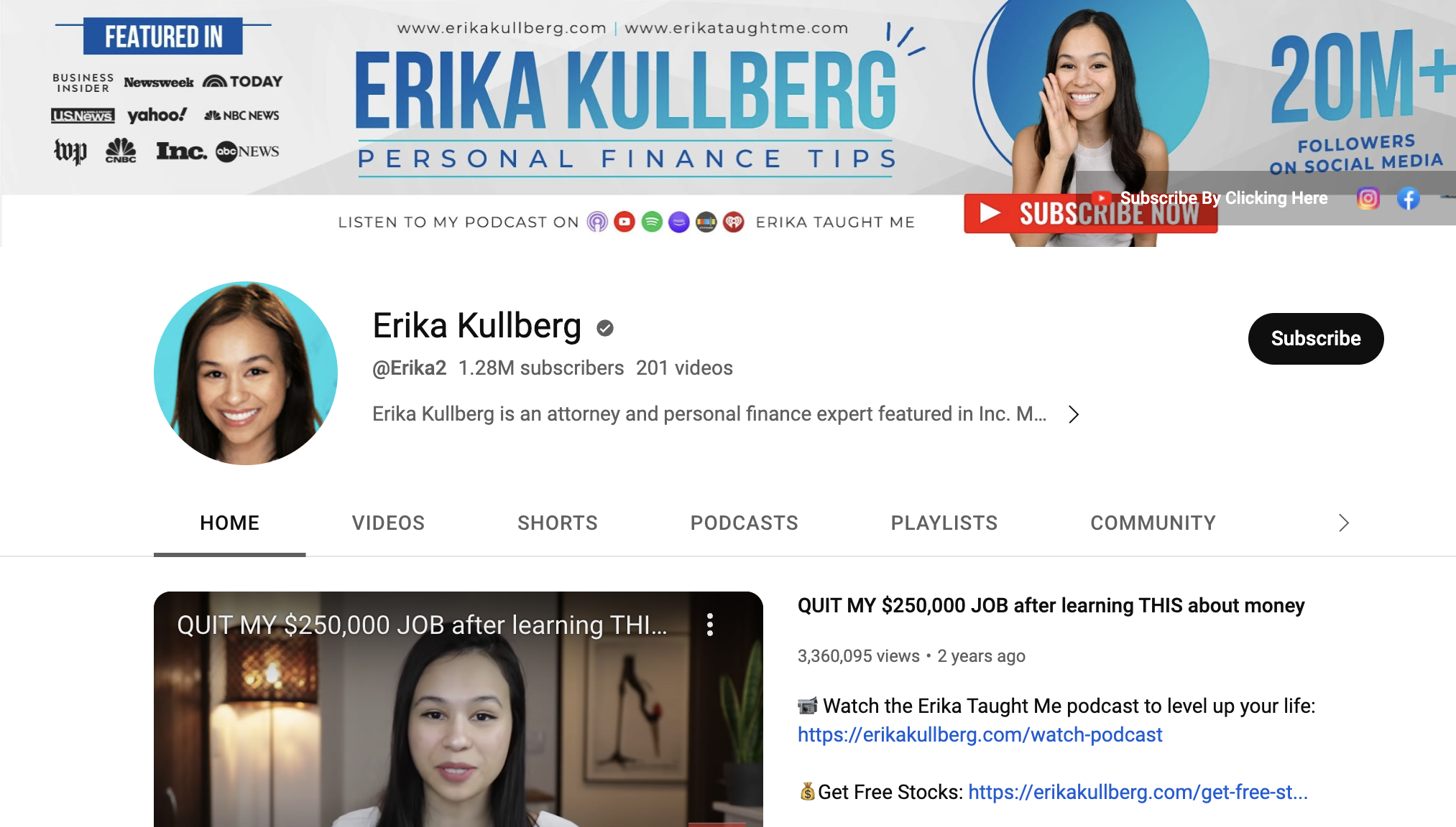 Erika Kullberg Youtube channel