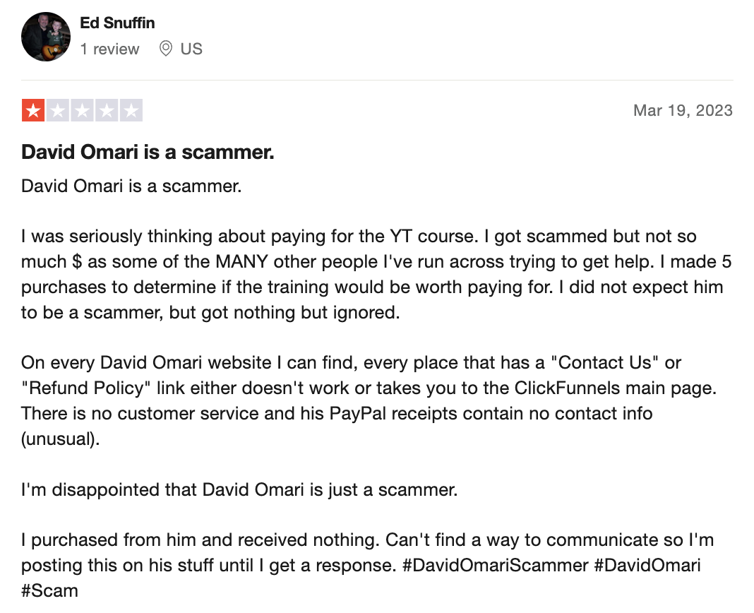 Is David Omari a Scam Artist