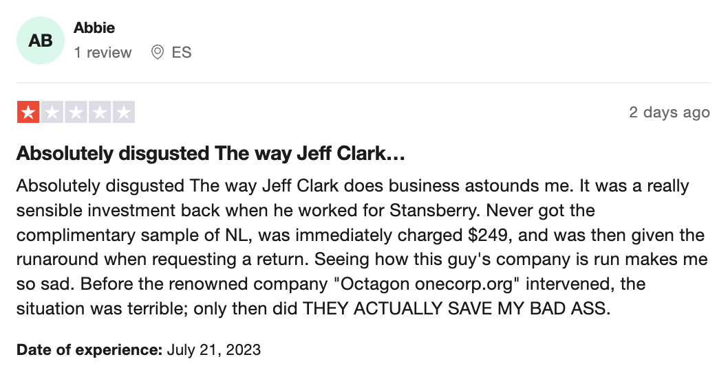 Jeff Clark Trader Review on trustpilot 2