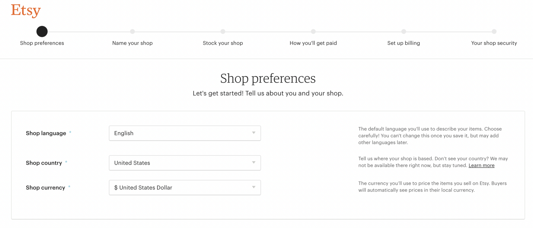 Shop preferences
