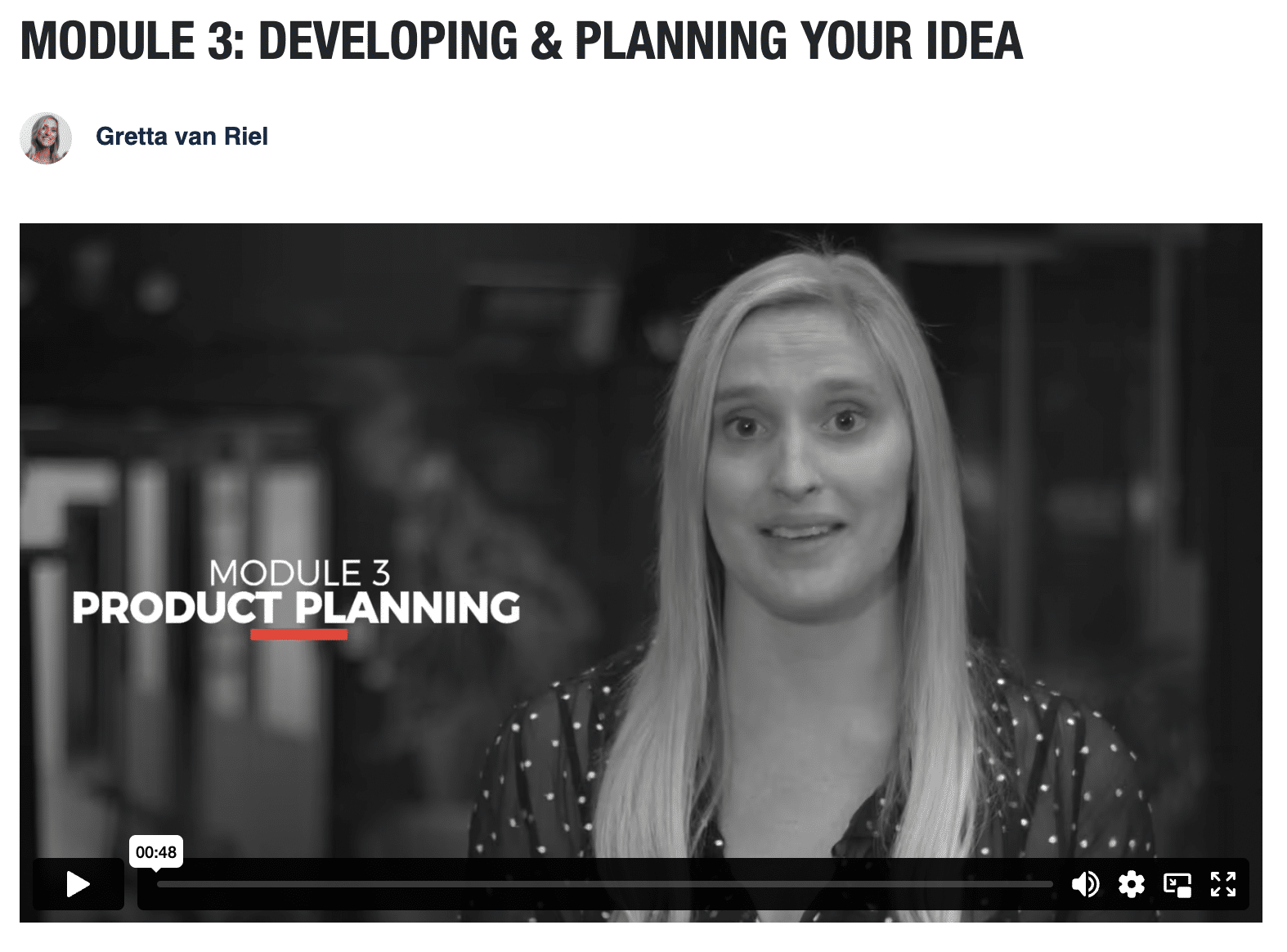 Module 3: Developing & Planning Your Idea