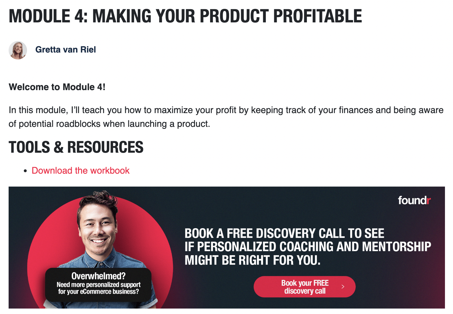 Module 4: Making Your Product Profitable