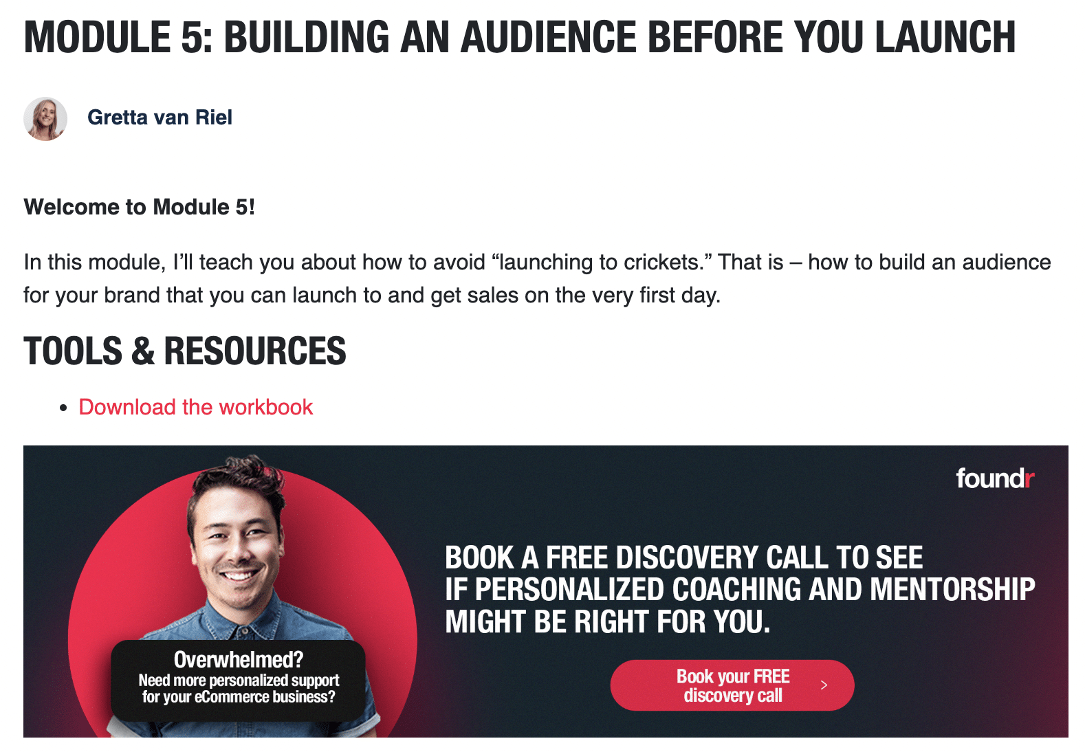Module 5: Building An Audience Before Your Launch