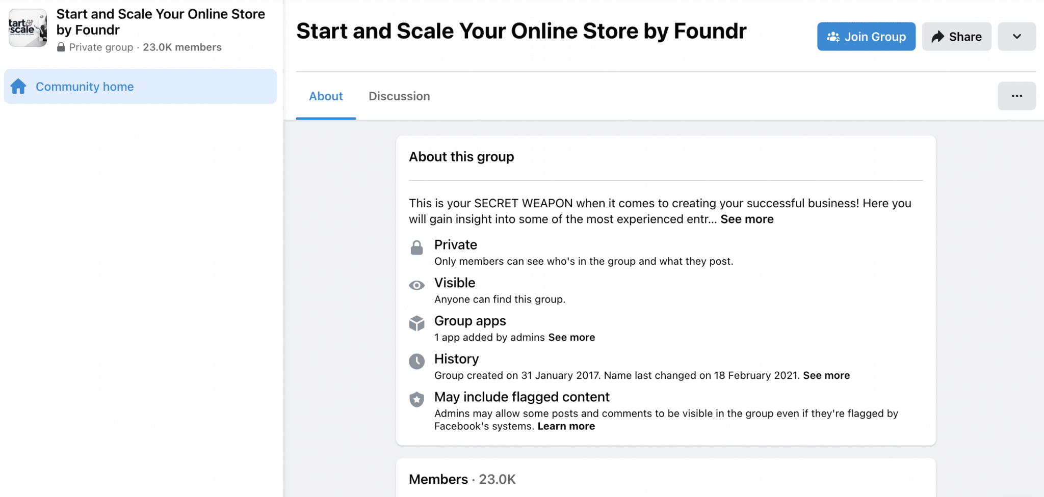 Foundr's Facebook group