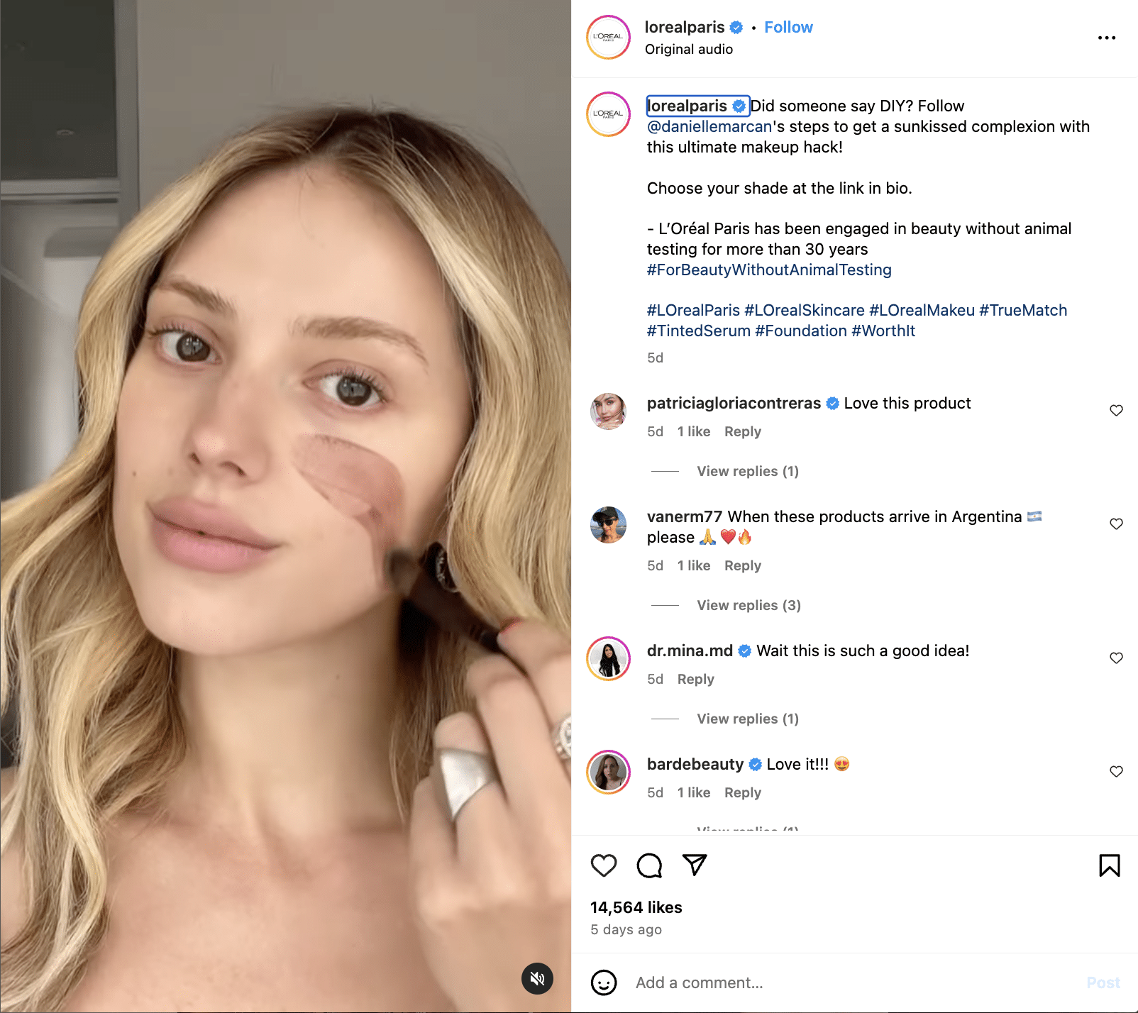 L’Oréal Paris Instagram post