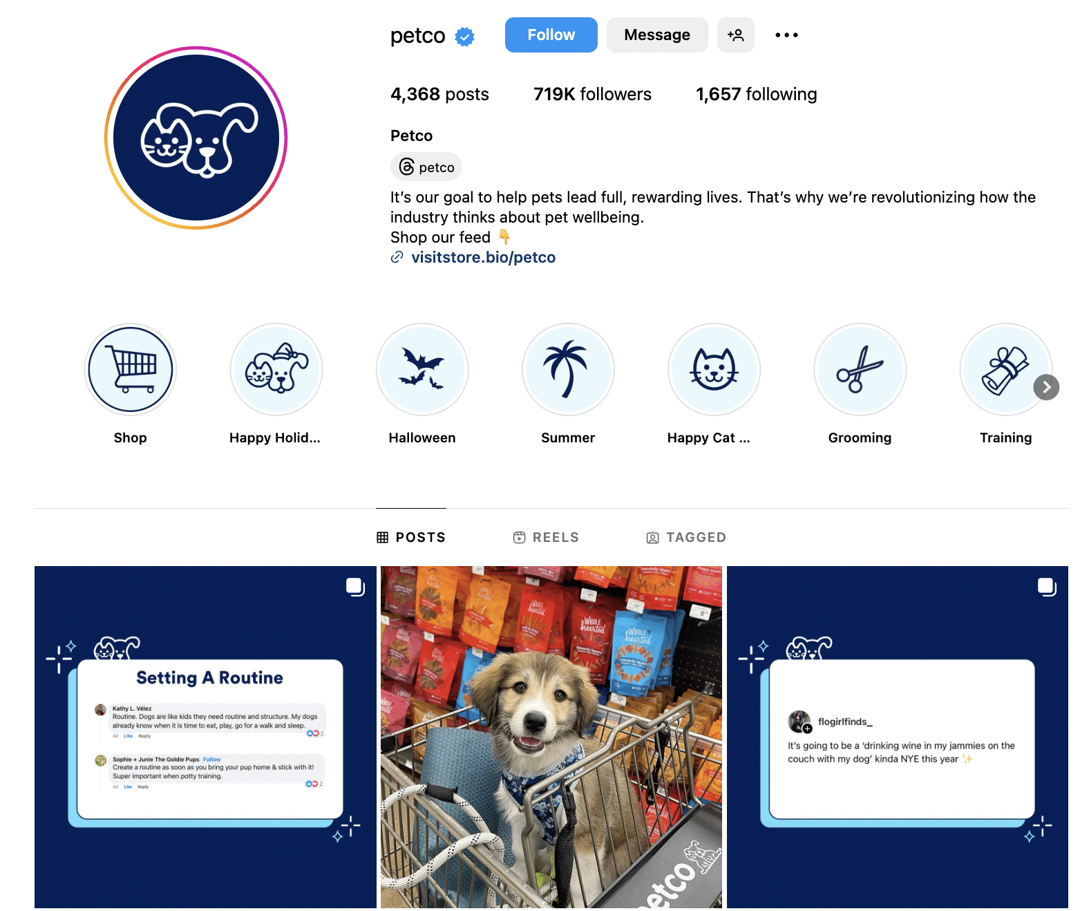 Petco Instagram page