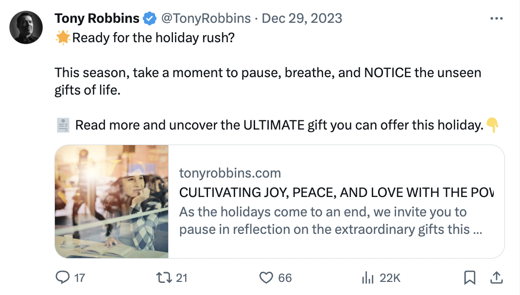 Tony Robbins tweet