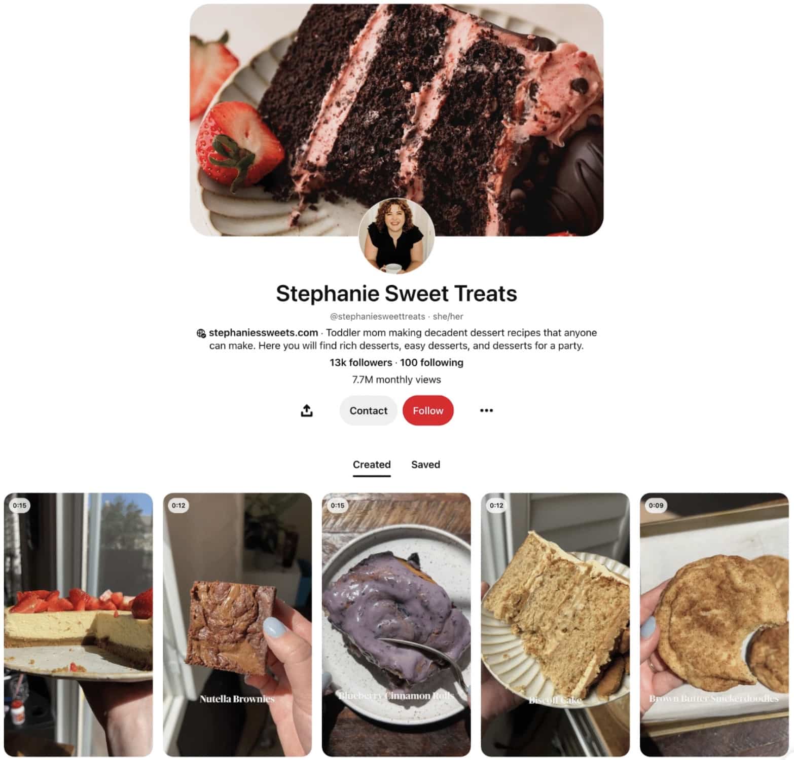 Stephanie’s Sweet Treats Pinterest profile