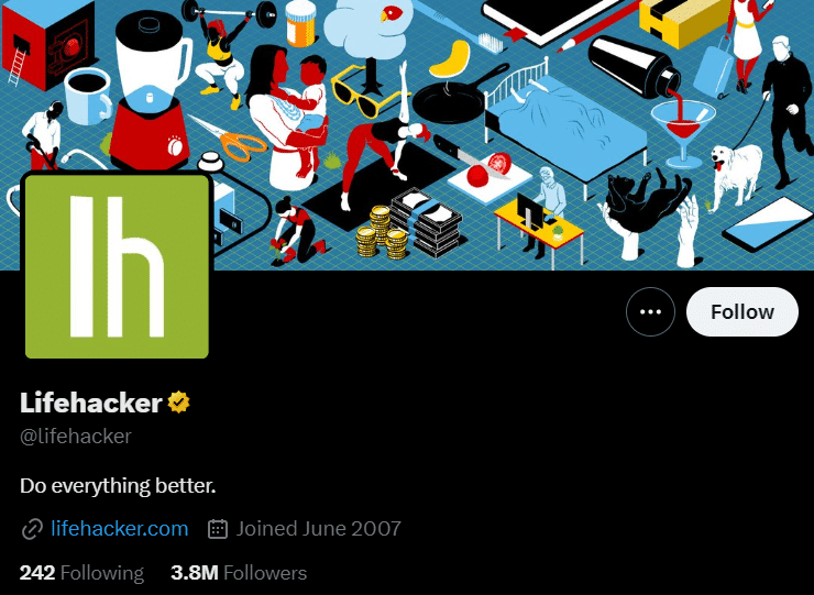 Lifehacker twitter account