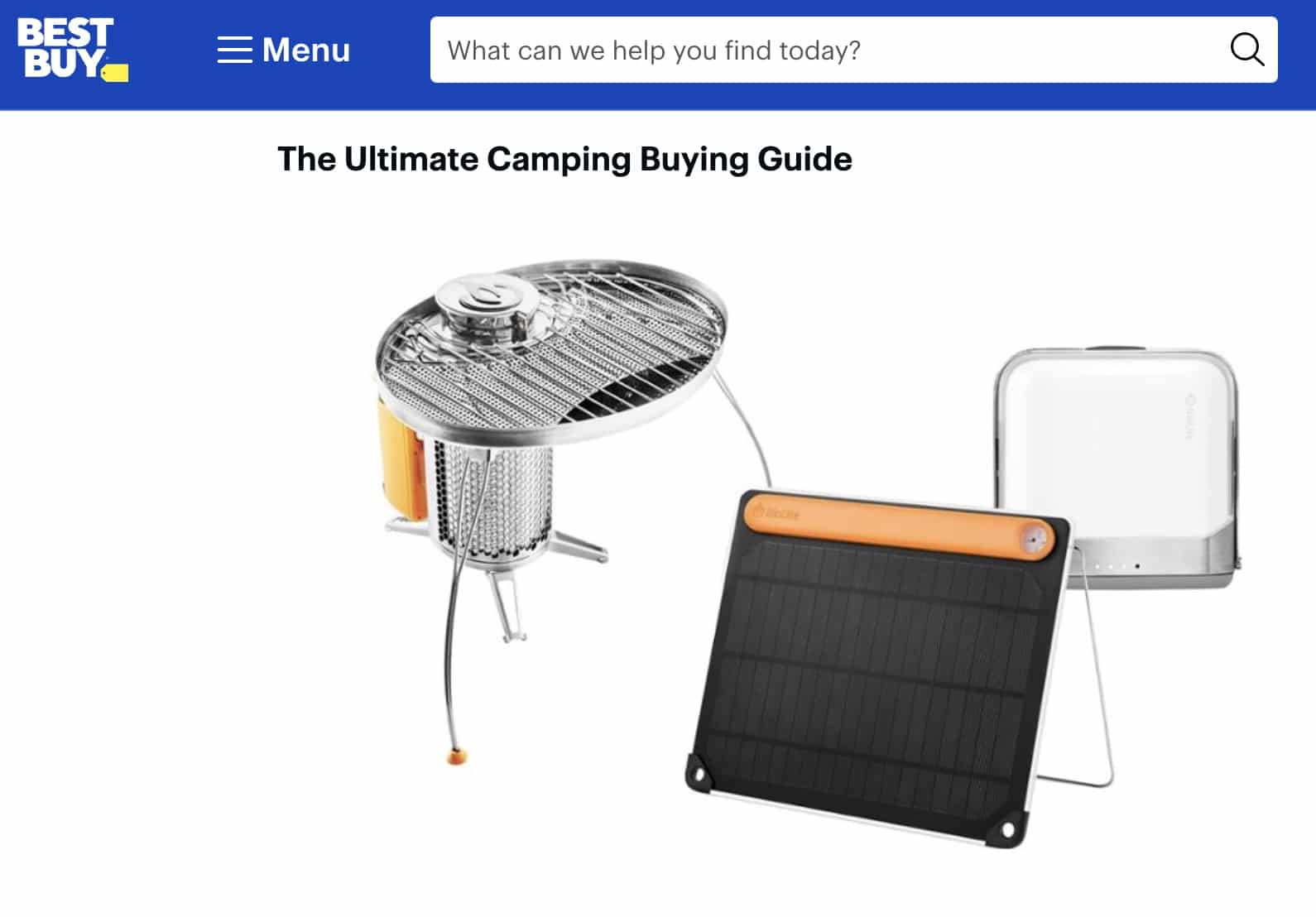 a camping gear guide from Best Buy