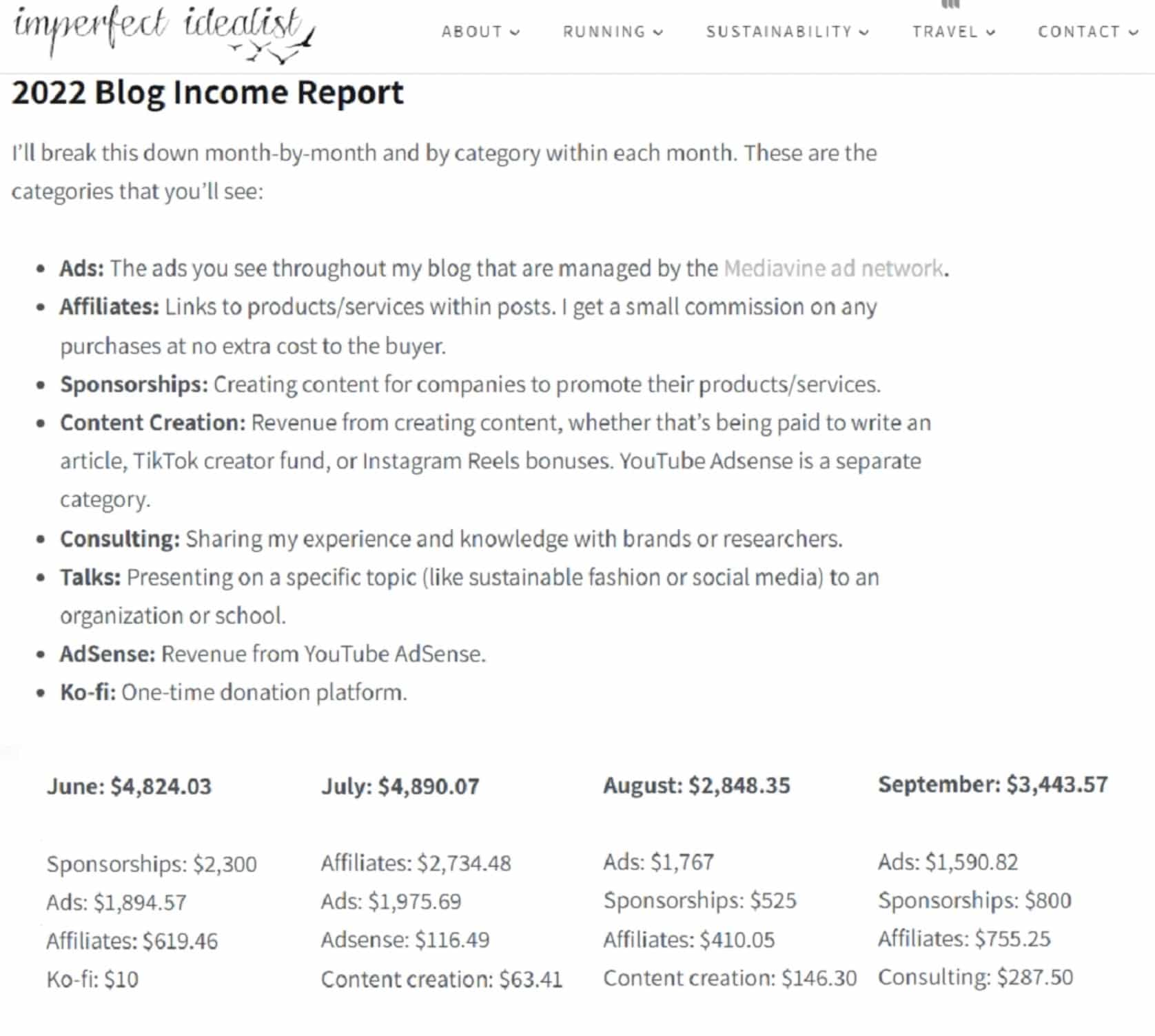 Imperfect Idealist income reports