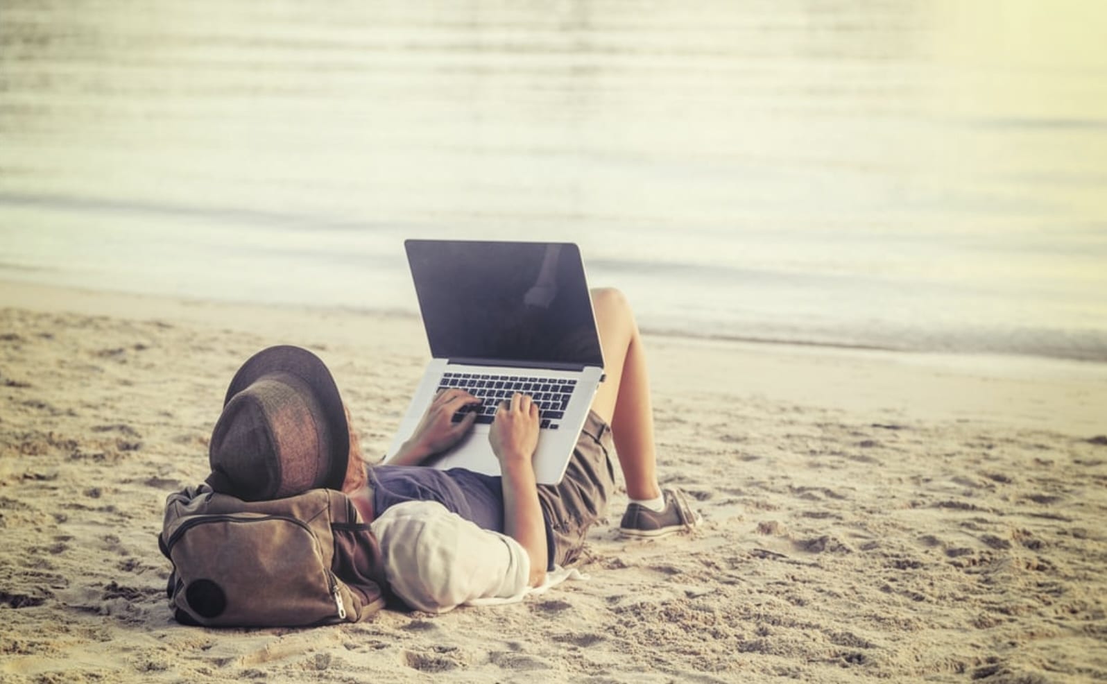 Blogging on beach